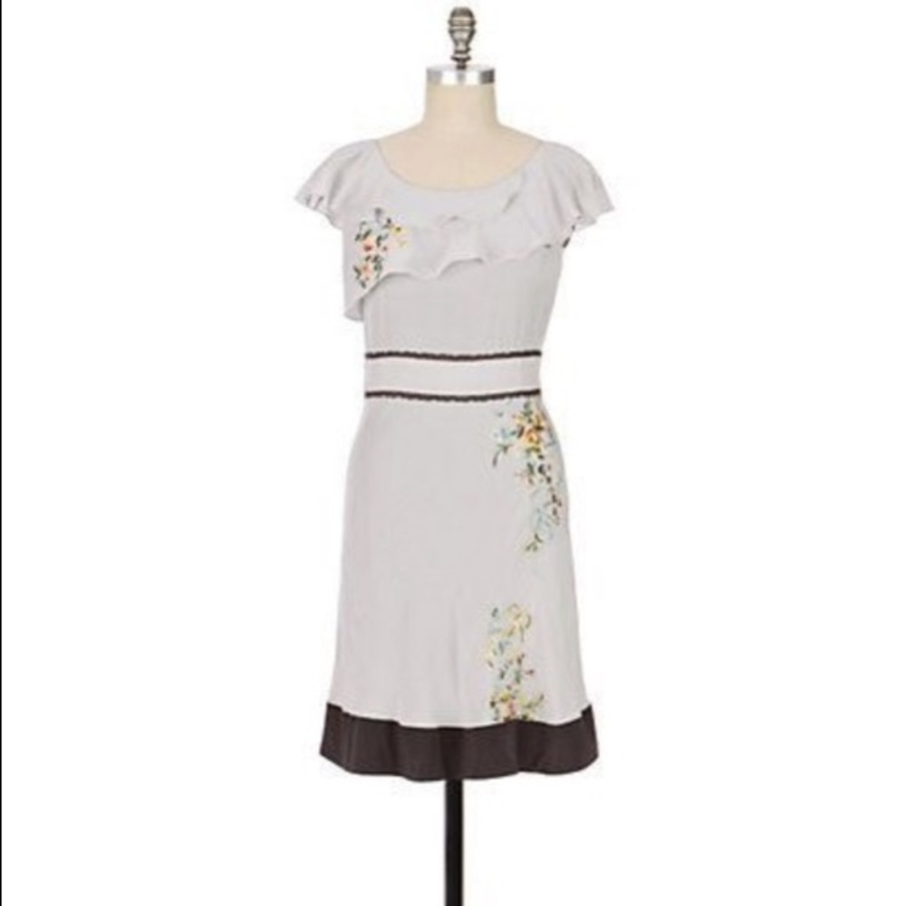 Anthropologie Floreat Silk Embroidered Dress sz 2
